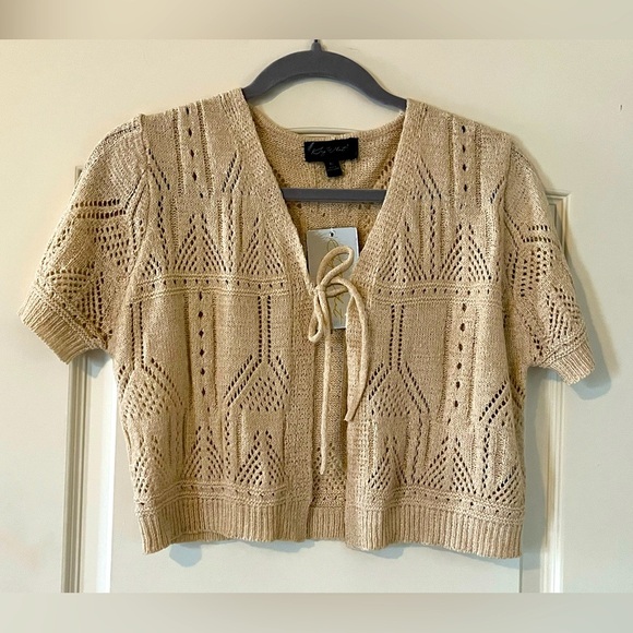 NWT Say What Brand Junior Tan Short Cardigan Tie Sweater Jr Size XL - Picture 1 of 14